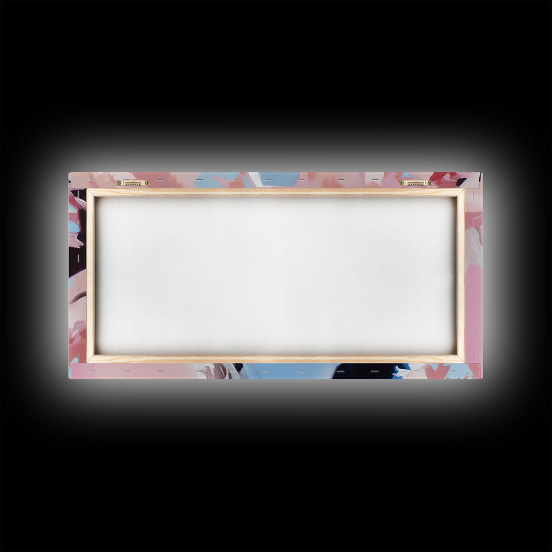 Vibrant Framed Canvas Print of a Winter Cowgirl in Snowy Mountains with Horse, Art Winter Decor, Perfect Gift Idea for Winter Home Decor