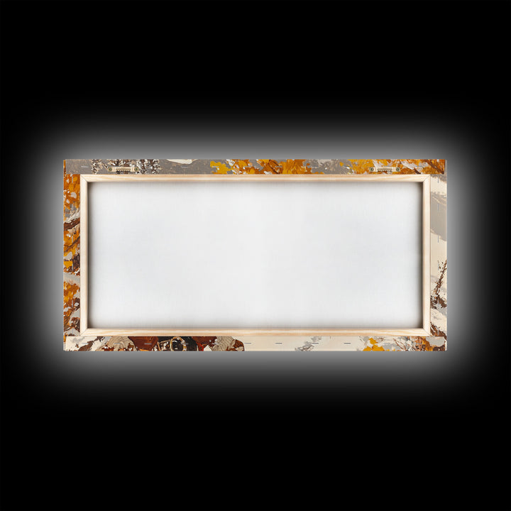 Charming Framed Canvas Print of a Cowgirl in Autumn Leaves, Perfect Fall Wall Decor and Gift Idea for Fans of Western Art Rustic Home Decor