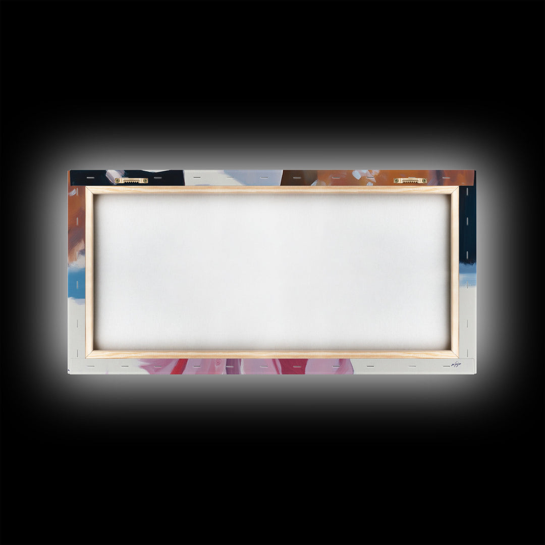 Cowgirl Enjoying A Cup of Coffee, Framed Canvas Print, Winter Wall Art, Pink Decor, Gift For Her, Seasonal Winter Home Decor