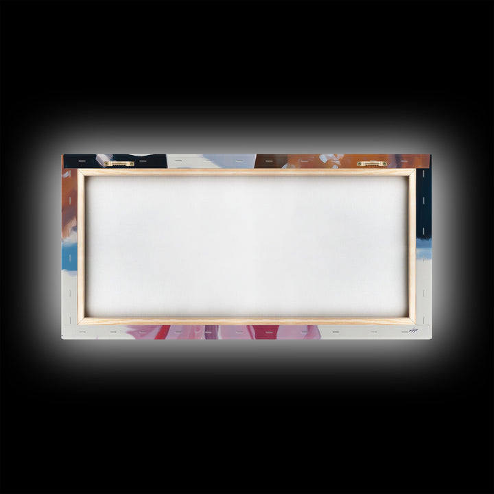 Cowgirl Enjoying A Cup of Coffee, Framed Canvas Print, Winter Wall Art, Pink Decor, Gift For Her, Seasonal Winter Home Decor