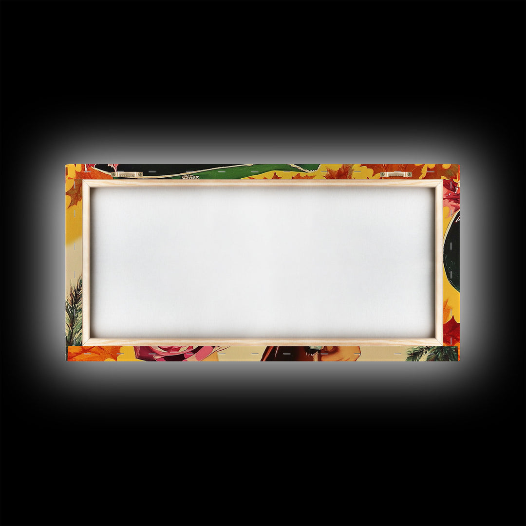 Lakeside Winter Landscape Framed Canvas Print with Snow and Pine Trees, Beautiful Winter Art for a Calm and Peaceful Atmosphere