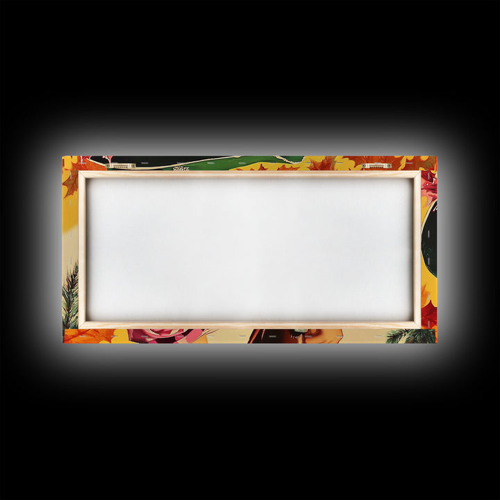 Lakeside Winter Landscape Framed Canvas Print with Snow and Pine Trees, Beautiful Winter Art for a Calm and Peaceful Atmosphere