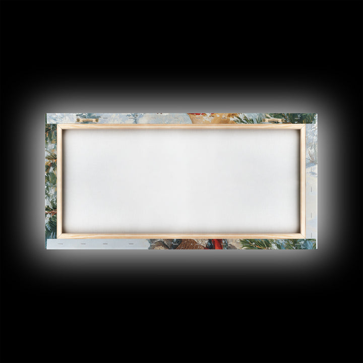 Autumn Meets Winter Framed Canvas Print Featuring Orange and Red Foliage, Adding a Unique Blend of Seasonal Colors to Your Wall Decor