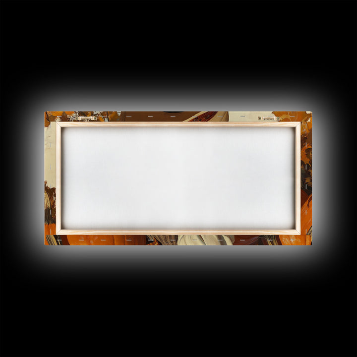 Cowgirl In A Pumpkin Patch, Framed Canvas Print, Retro Style Fall or Thanksgiving Wall Art, Farmhouse Decor, Christmas Wall Decor Gift