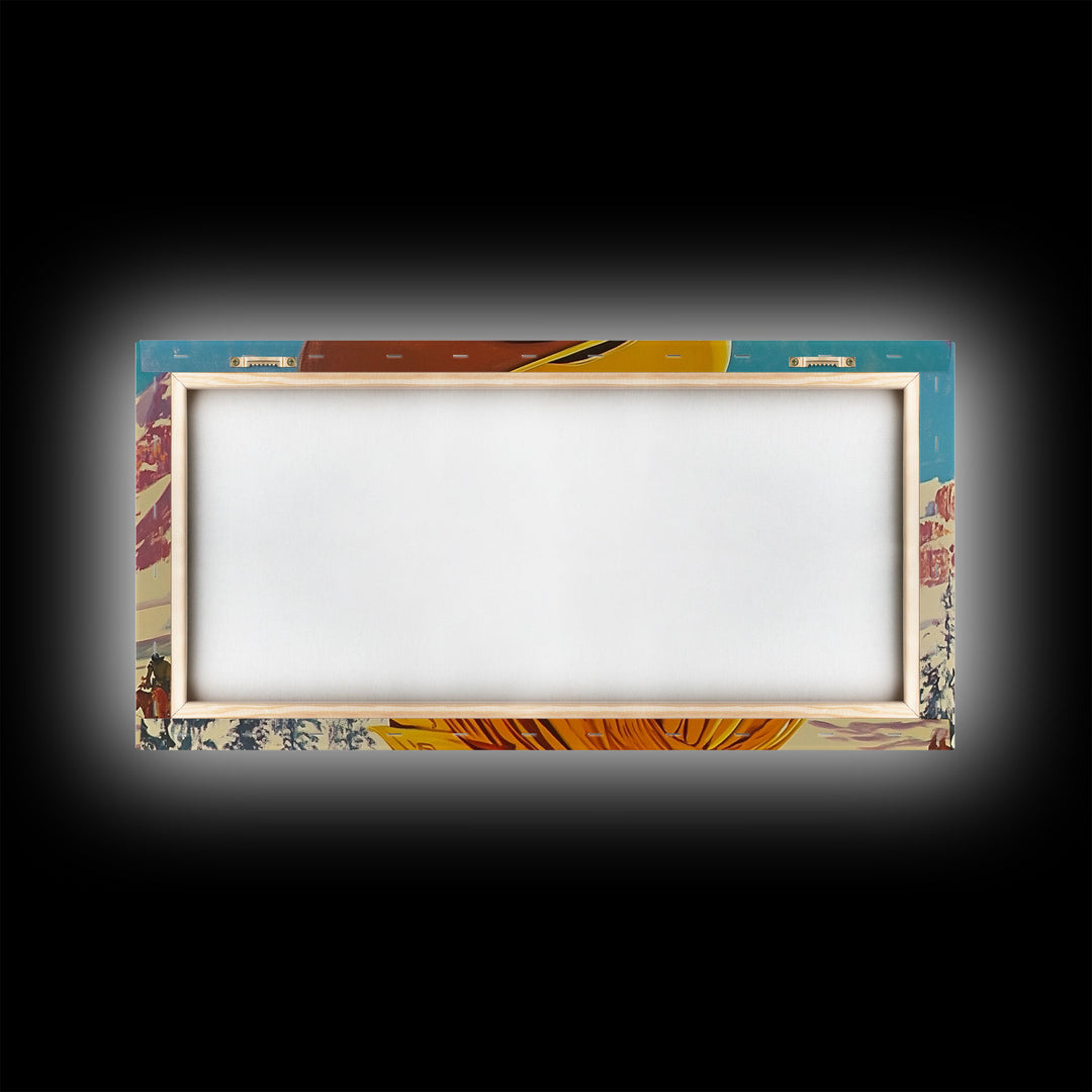 Framed Canvas Print autumn meets winter with vibrant fall trees snow-covered fields, seasonal art a unique blend of autumn winter decor