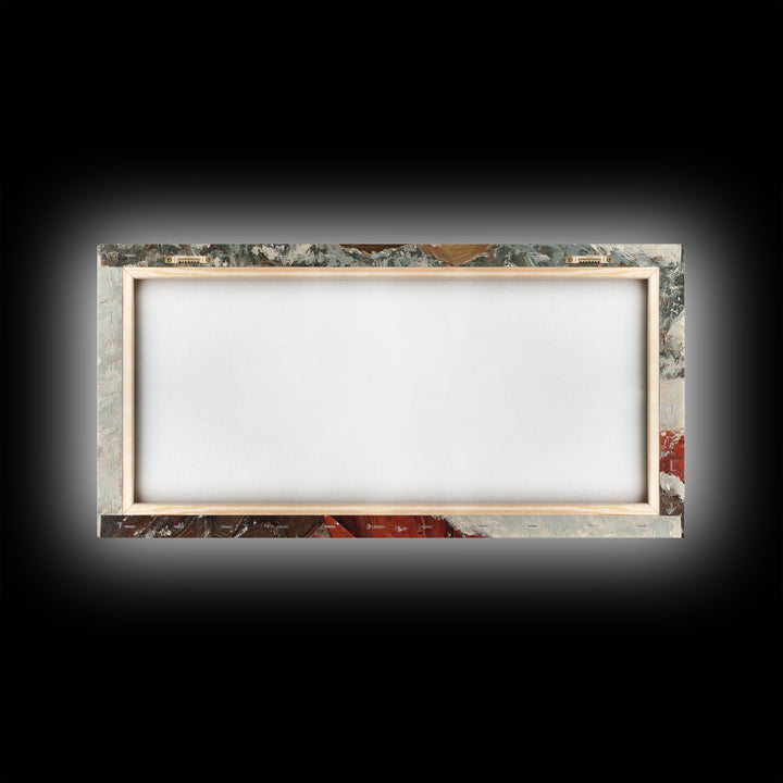 Cowgirl Laying In The Snow Framed Canvas Print, Cute Rustic Decor, Cowgirl Portrait Painting, Winter Wall Art