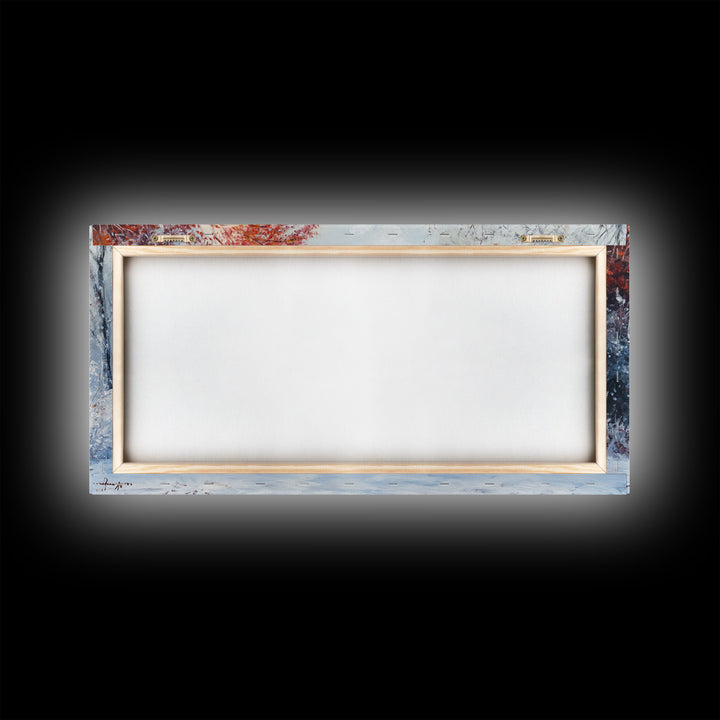 Cozy Cabin in the Snow Framed Canvas Print, Ideal Christmas Holiday Wall Art for Winter Wonderland Decor and Festive Home Interiors