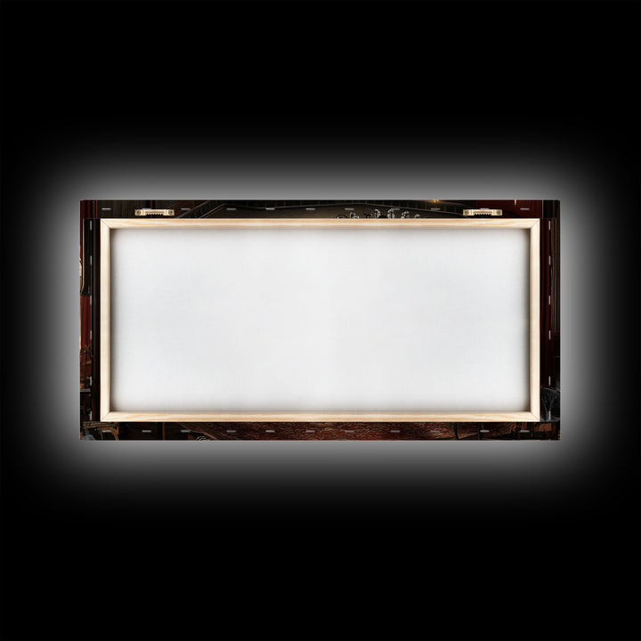 Victorian Christmas Living Room Framed Canvas Print - Elegant Christmas Decor with Vintage Holiday Charm and Indoor Wall Art