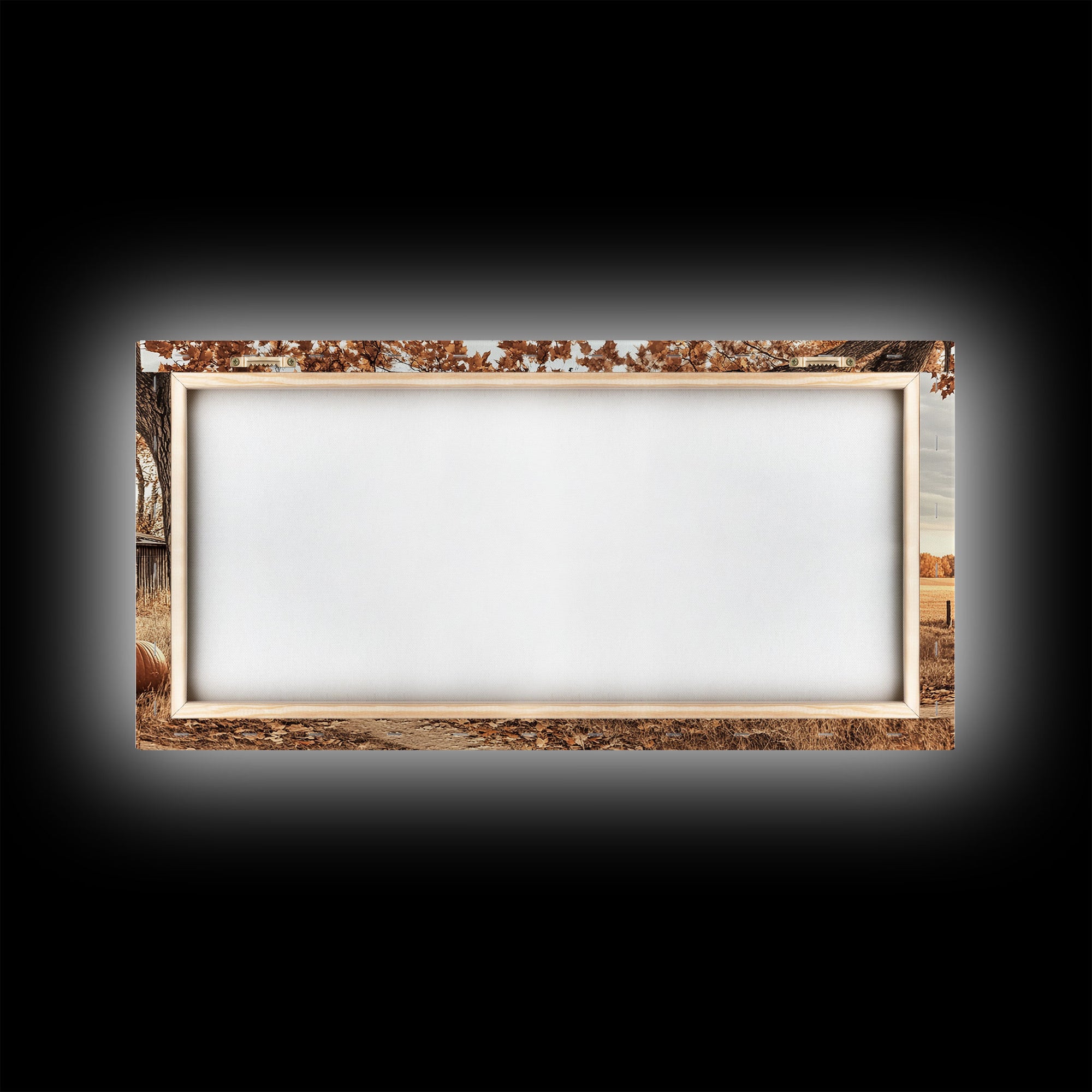 Farmhouse Autumn Decor Framed Canvas Print with Rustic Truck and Barn, Fall Country Art Wall Decor, Pumpkin Harvest Gift Idea Seasonal Decor