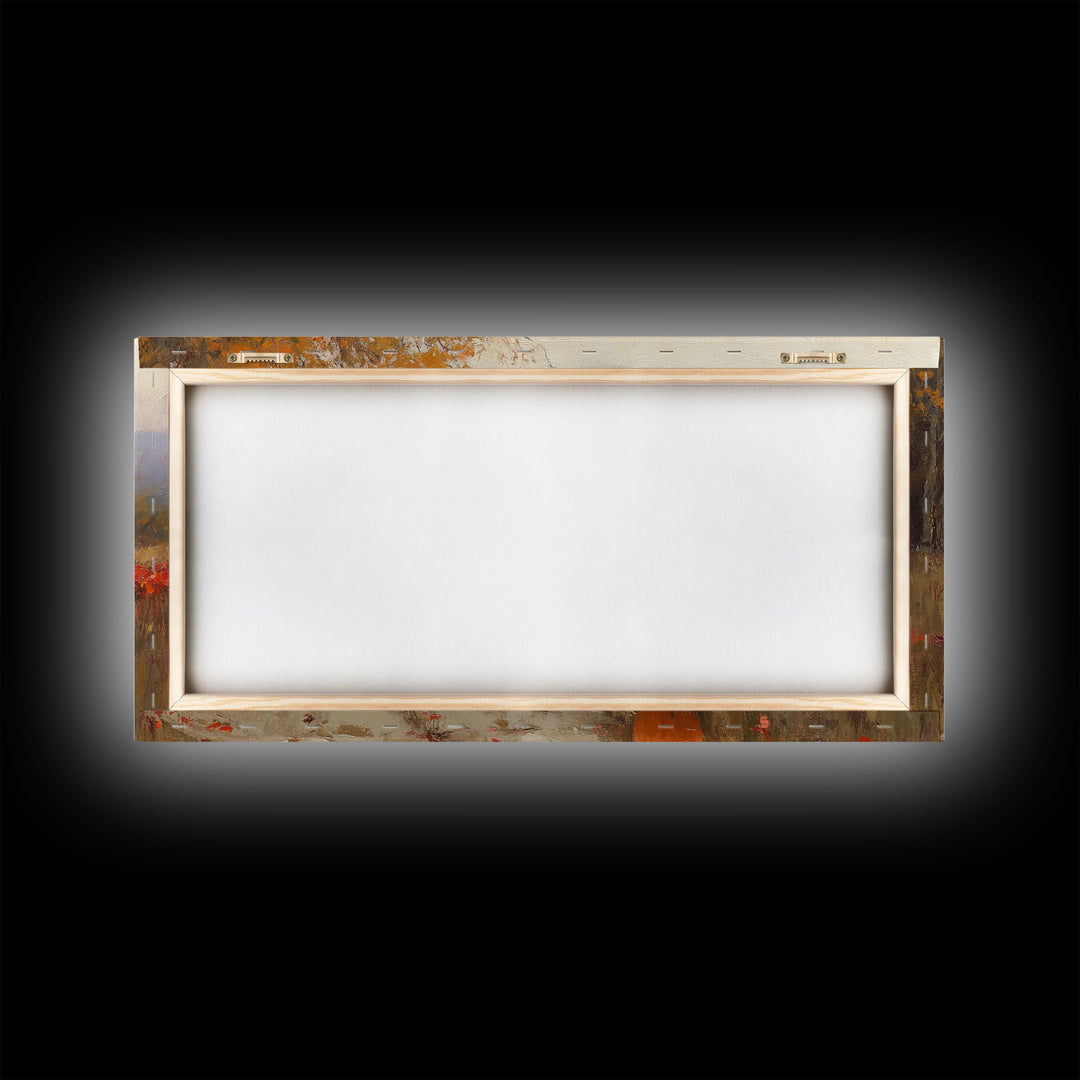 Scenic Country Farmhouse Autumn Harvest Framed Canvas Print with Pumpkins, Rustic Farmhouse Fall Art, Wall Decor, Seasonal Wall Art Gift