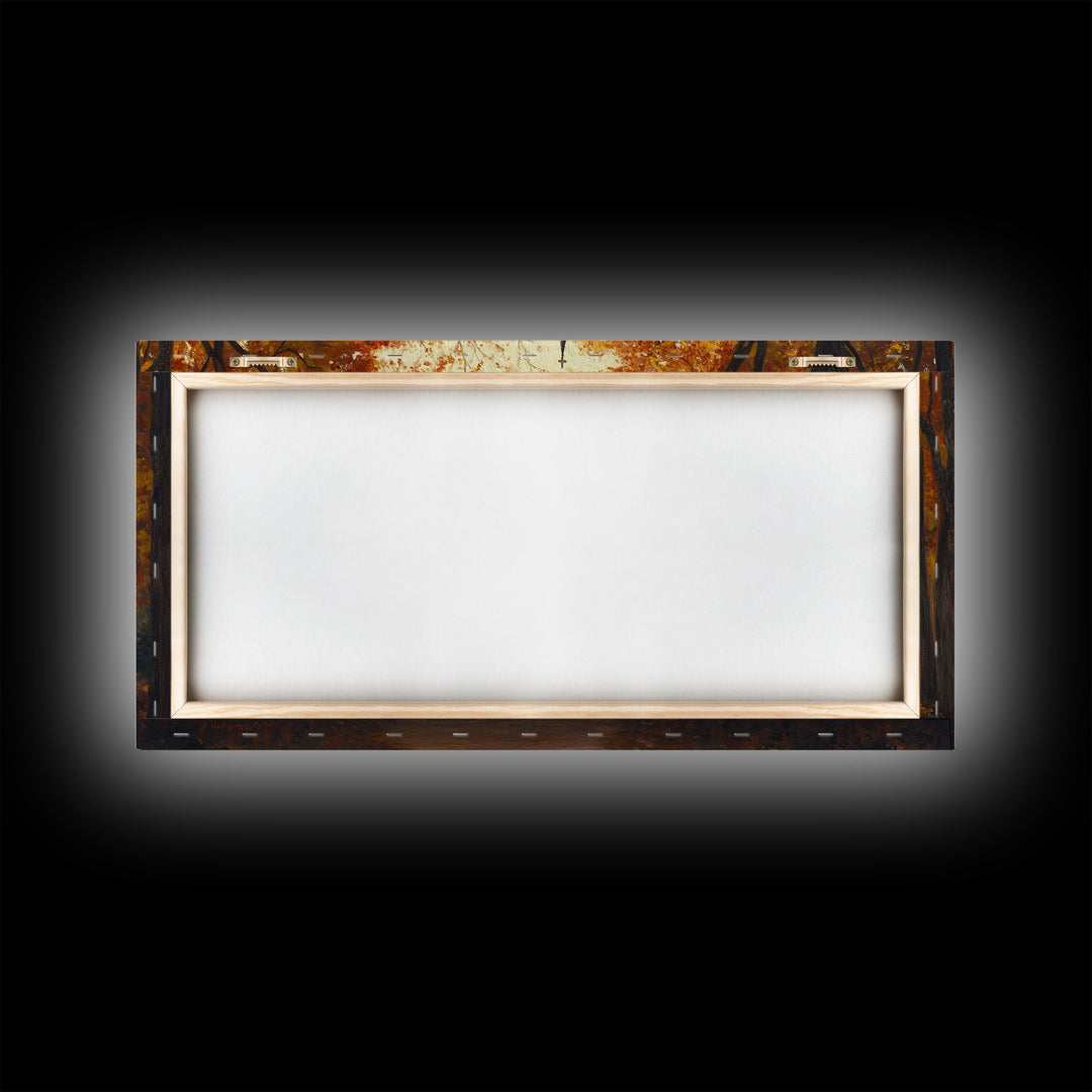 Beautiful Country Church in Autumn Scene Framed Canvas Print Fall Art, Rustic Autumn Church Scene, Vintage Wall Art Home Decor