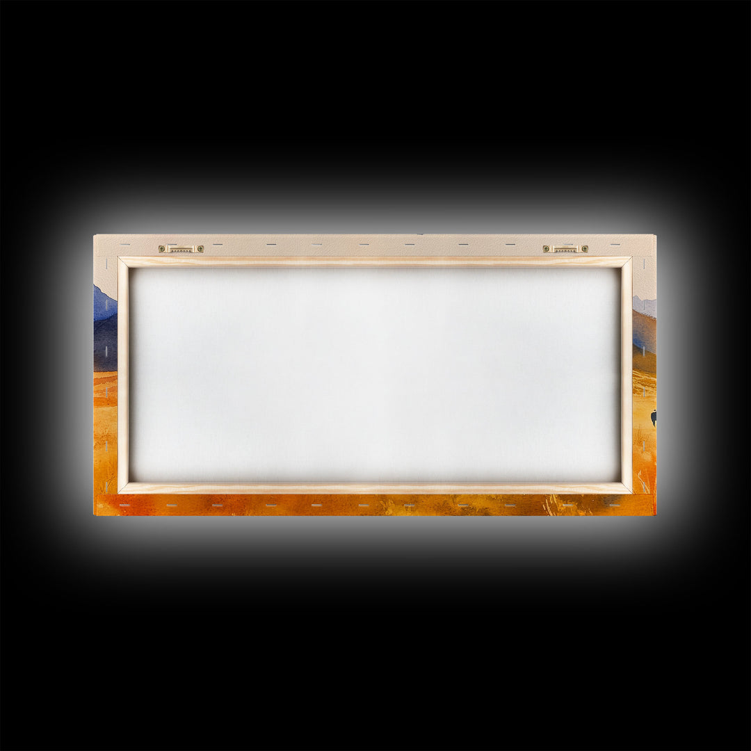 Lone Rider In Autumn Forest Framed Canvas Print Tall Art Rustic Fall Decor Autumn Landscape Wall Art Western Country Decor Harvest Gift Idea