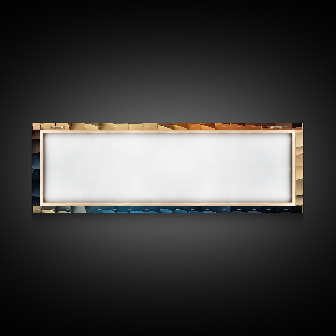 Abstract Art - Coastal Cubism - Framed Canvas Print - Panoramic Geometric Art - Unique Home Decor