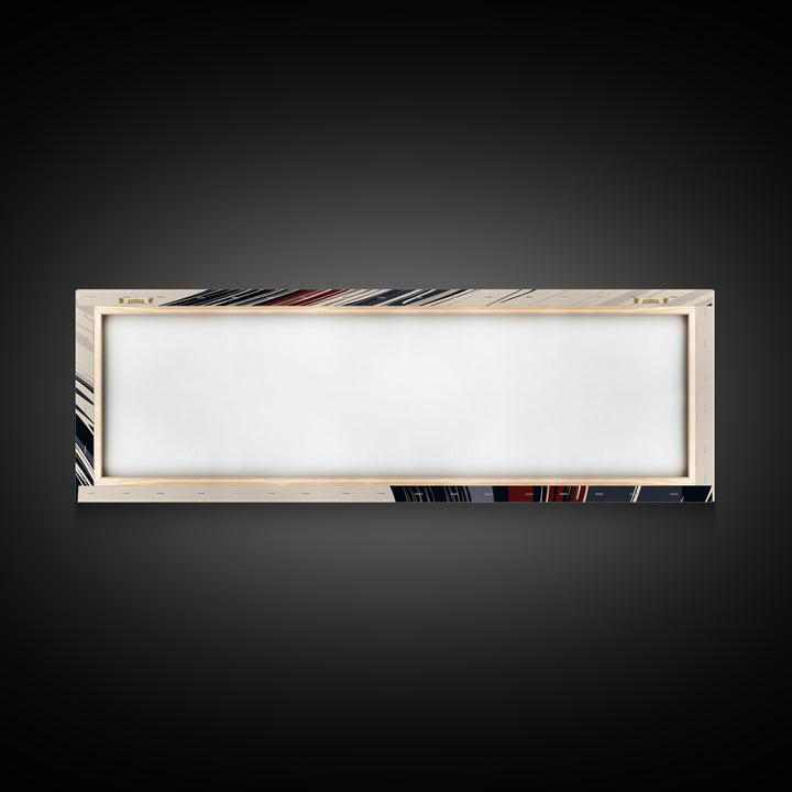 Abstract Line Art - Grey, Black and Brown Lines - Framed Canvas Print - MCM Style Abstract Wall Art, Extra Wide Art