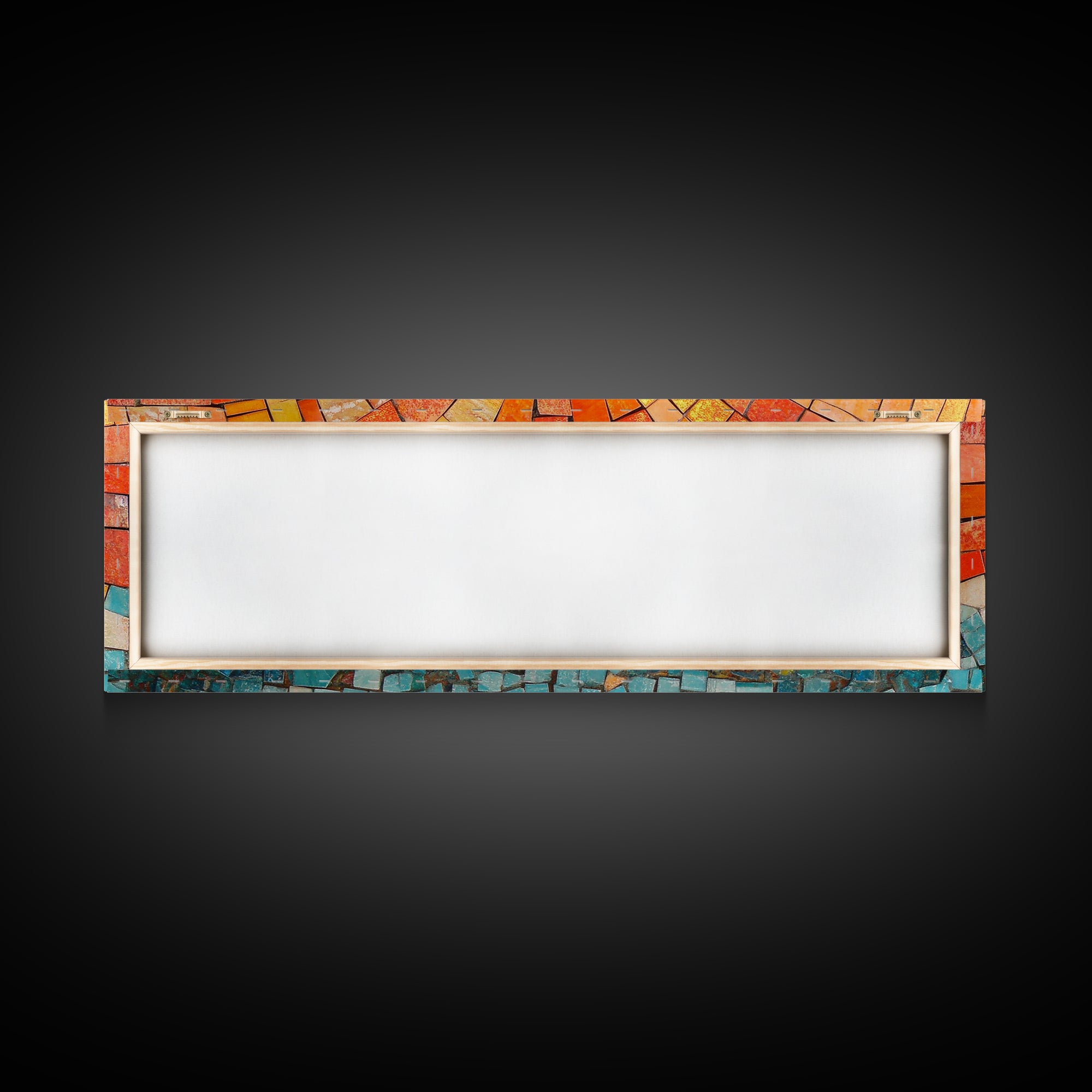 Panoramic Print - Sunset Mosaic Canvas Print - Wood Framed Wall Art - Horizontal Abstract Art - Large Wide Wall Art - Above Bed Decor Framed Canvas