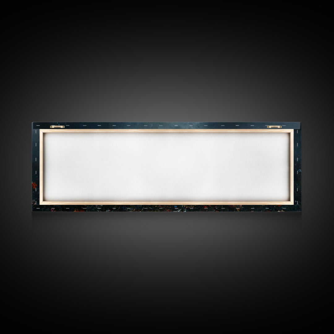 Dark & Moody Wild Flowers At Night, Framed Canvas Print, Panoramic Thought Provoking Wall Art, Above Bed Art, Dark Floral Painting