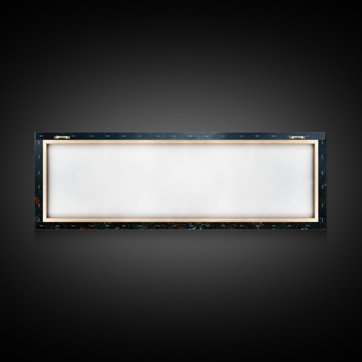 Dark & Moody Wild Flowers At Night, Framed Canvas Print, Panoramic Thought Provoking Wall Art, Above Bed Art, Dark Floral Painting