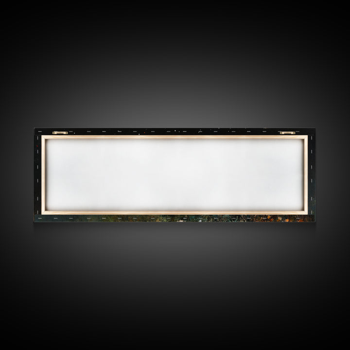 Dark & Moody Wild Flowers Under a Full Moon, Framed Canvas Print, Panoramic Extra Wide Wall Art, Oversized Home Decor