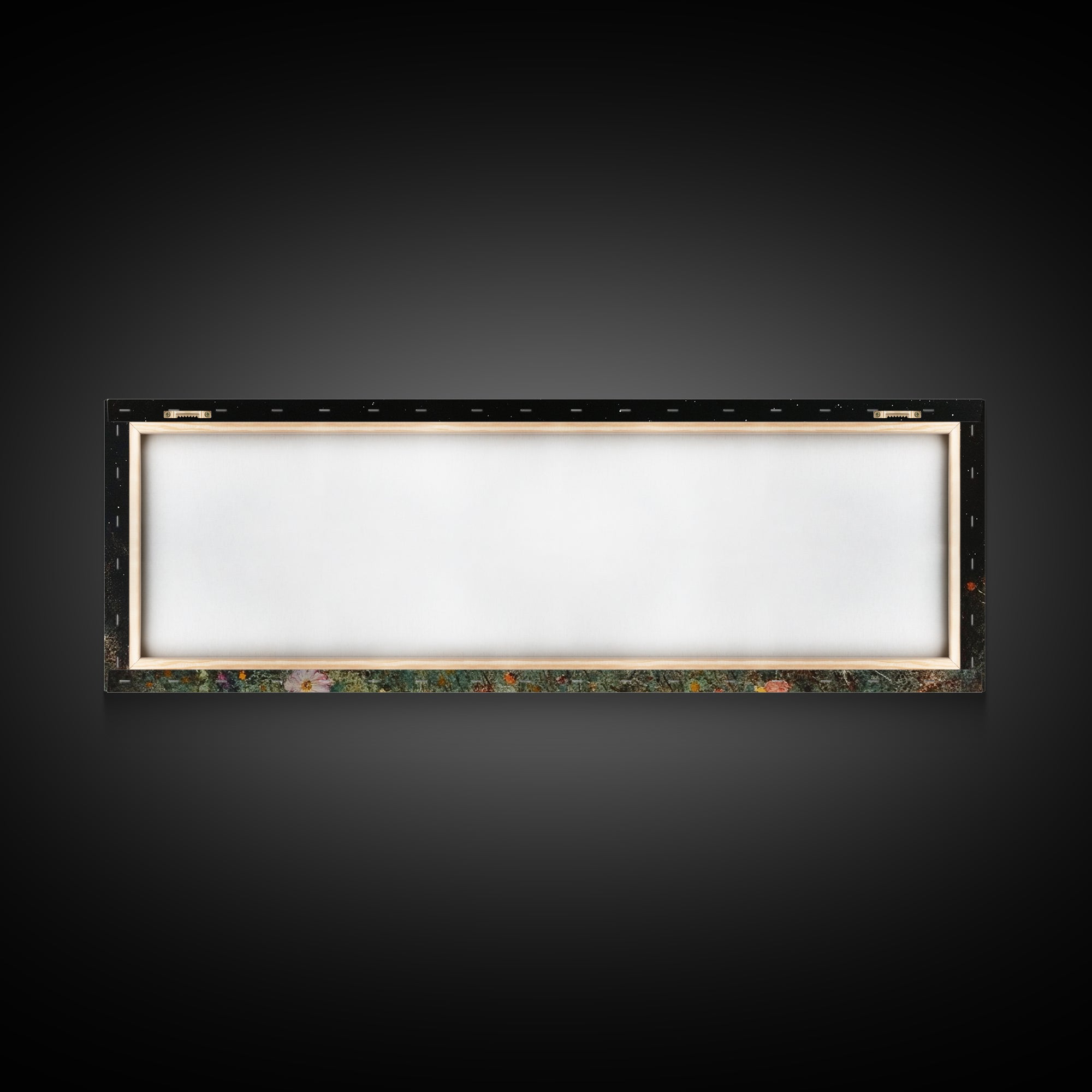 Dark & Moody Wild Flowers Under a Full Moon, Framed Canvas Print, Panoramic Extra Wide Wall Art, Oversized Home Decor, Modern Farmhouse Art