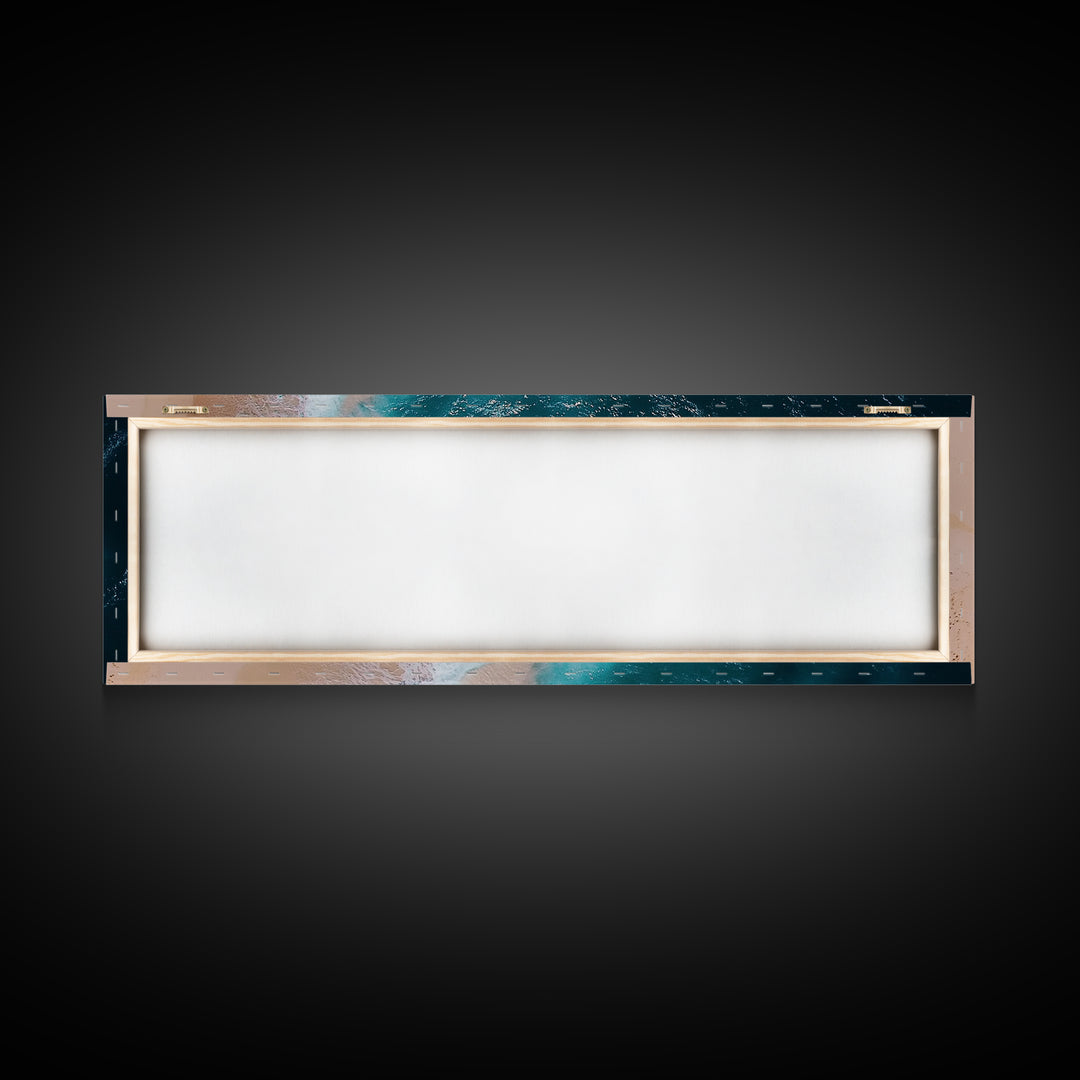 Bird's Eye View Of The Beach, Framed Canvas Print, Nautical Seascapes Decor, Panoramic Extra Wide Wall Art