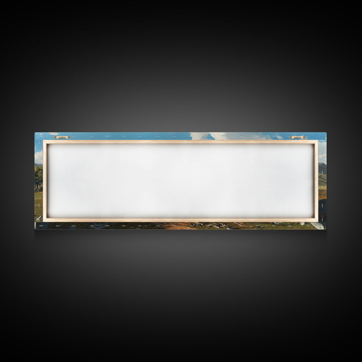 Ancient Arizona, Framed Canvas Print, Prehistoric Monument Valley, Panoramic Oversized Fantasy Wall Art