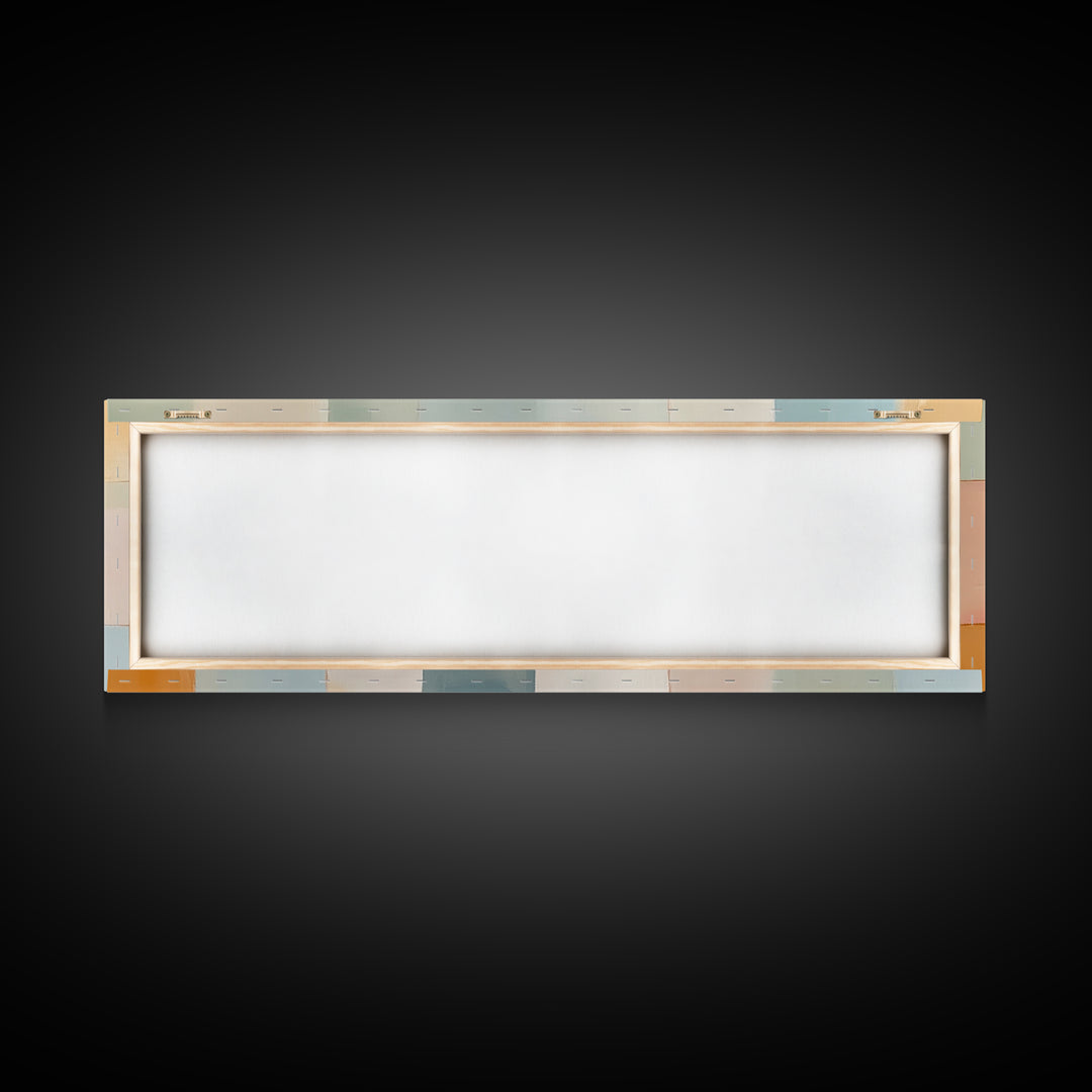 MCM Style Abstract Square, Framed Canvas Print, Mid-Century Modern Wall Art, Pastel Colors, Large Horizontal Wall Art Print