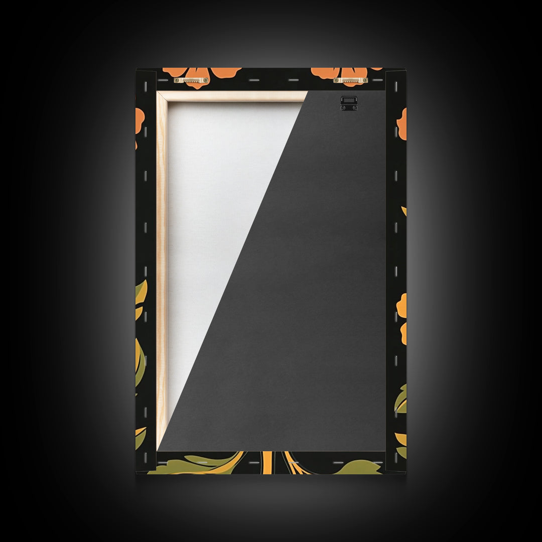 Abstract Geometric Flowers, Minimalist Botanical Floral Canvas Wall Art Print, Mid Century Modern Boho Decor, Neutral Subdued Flower Art