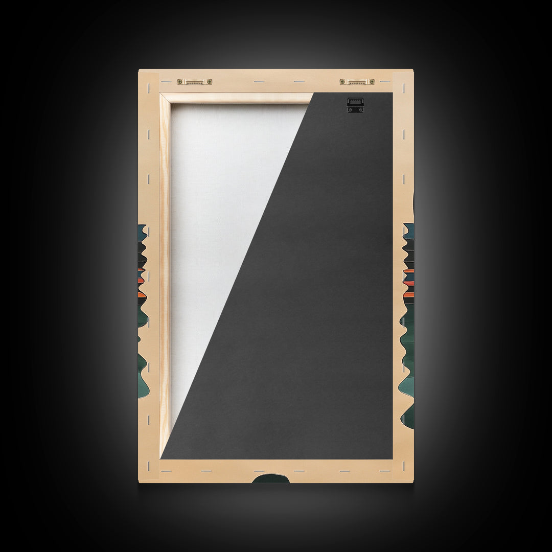 Art Deco Sunset Over The Ocean, Minimalist Home Decor Canvas Print, Emerald Green Ocean With Sunrise, Boho Art