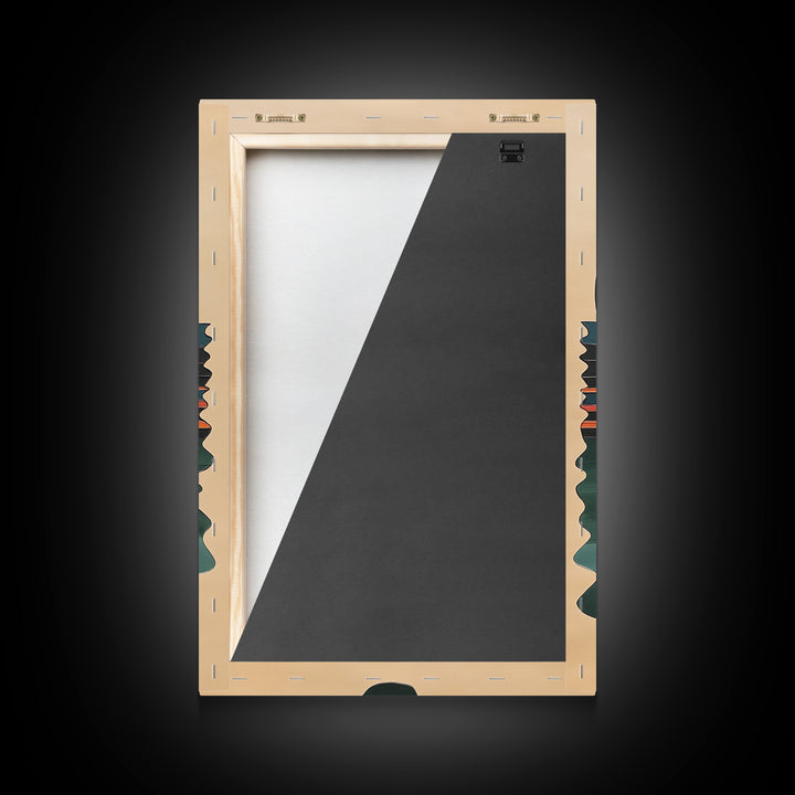 Art Deco Sunset Over The Ocean, Minimalist Home Decor Canvas Print, Emerald Green Ocean With Sunrise, Boho Art