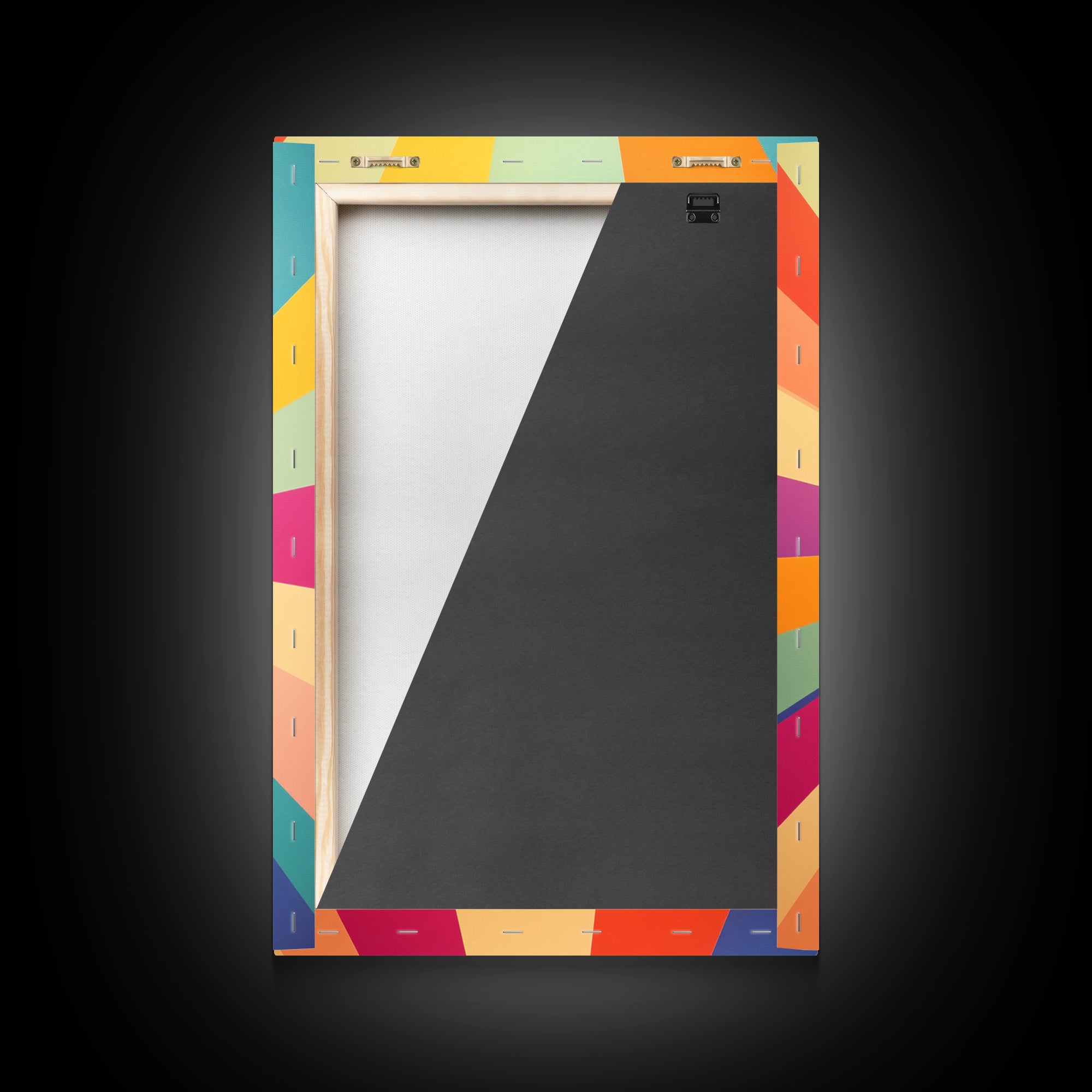 Carmine Pink, Sunglow Yellow, Mint Green and Deep Saffron Mid-Century Modern Abstract Wall Art, Canvas Print, Retro Boho Decor