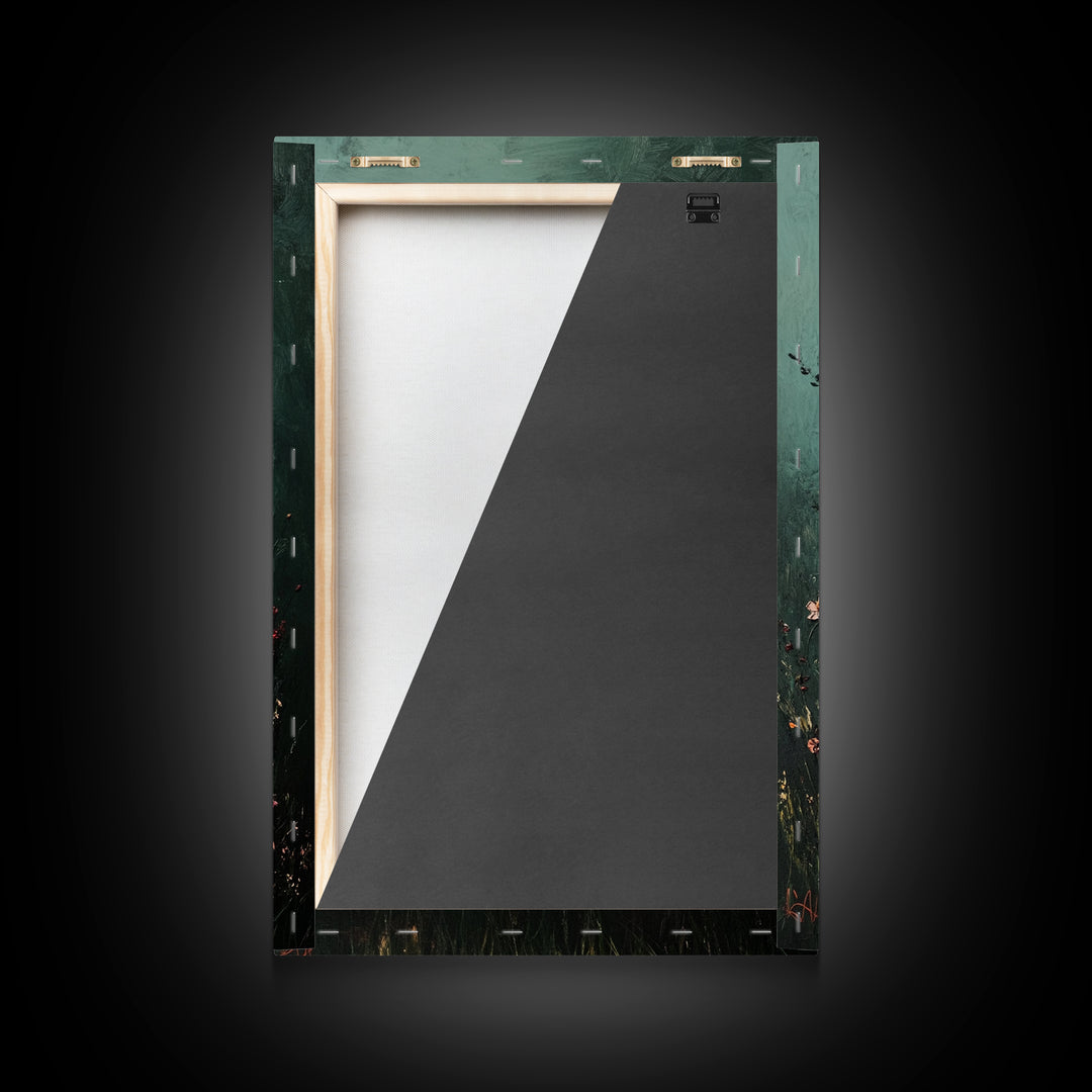 Dark & Moody Wild Flowers Print, Framed Canvas, Boho Decor, Wildflowers in a Rain Storm, Modern Farmhouse, Rustic Decor