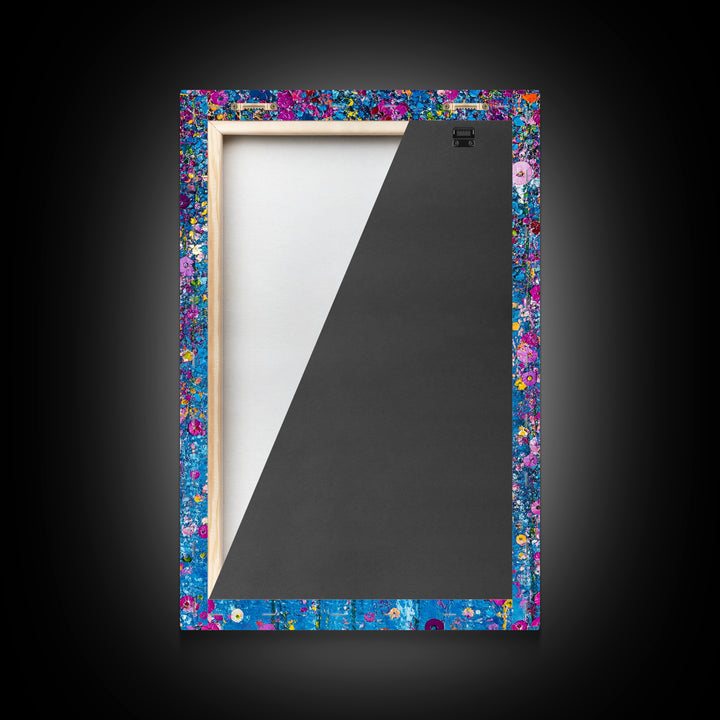 Botanical Wall Art Framed Canvas Print, Bright Blue Wild Flower Painting Print, Flower Painting, Girls Room Decor, Gift For Her