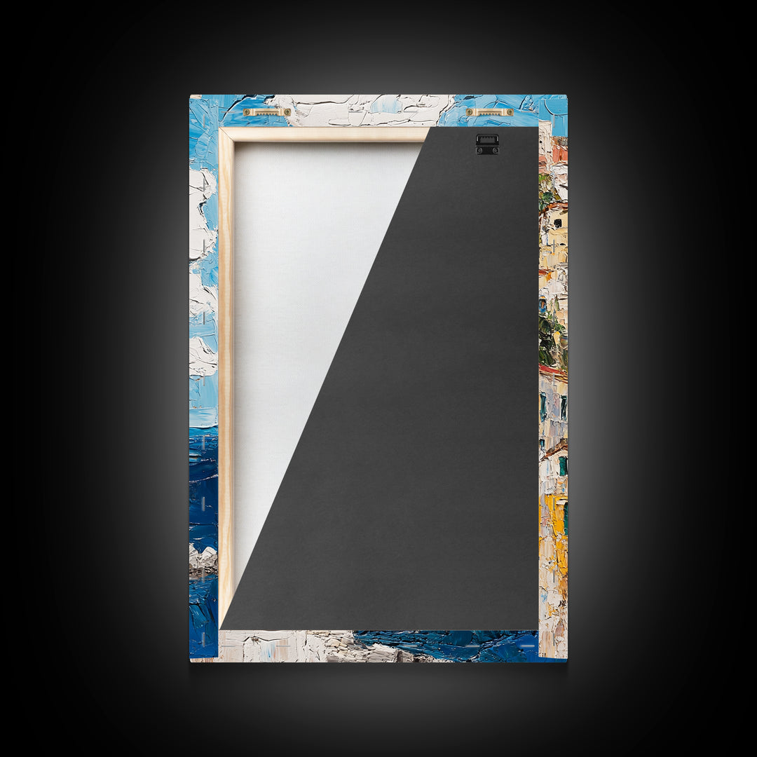 Boho Style Minimalist Wall Art - Italian Seaside Village Canvas Print - Retro Vacation Decor, Vacation Gift Idea