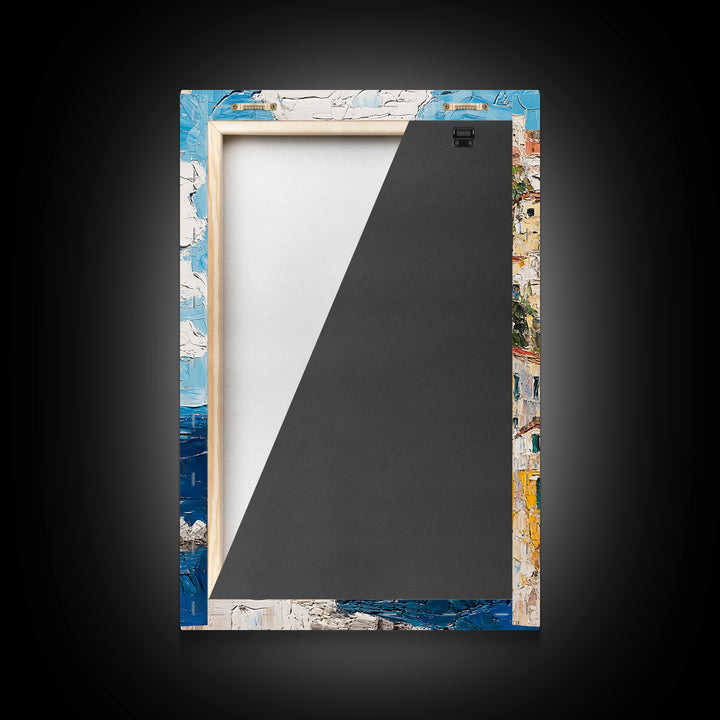 Boho Style Minimalist Wall Art - Italian Seaside Village Canvas Print - Retro Vacation Decor, Vacation Gift Idea