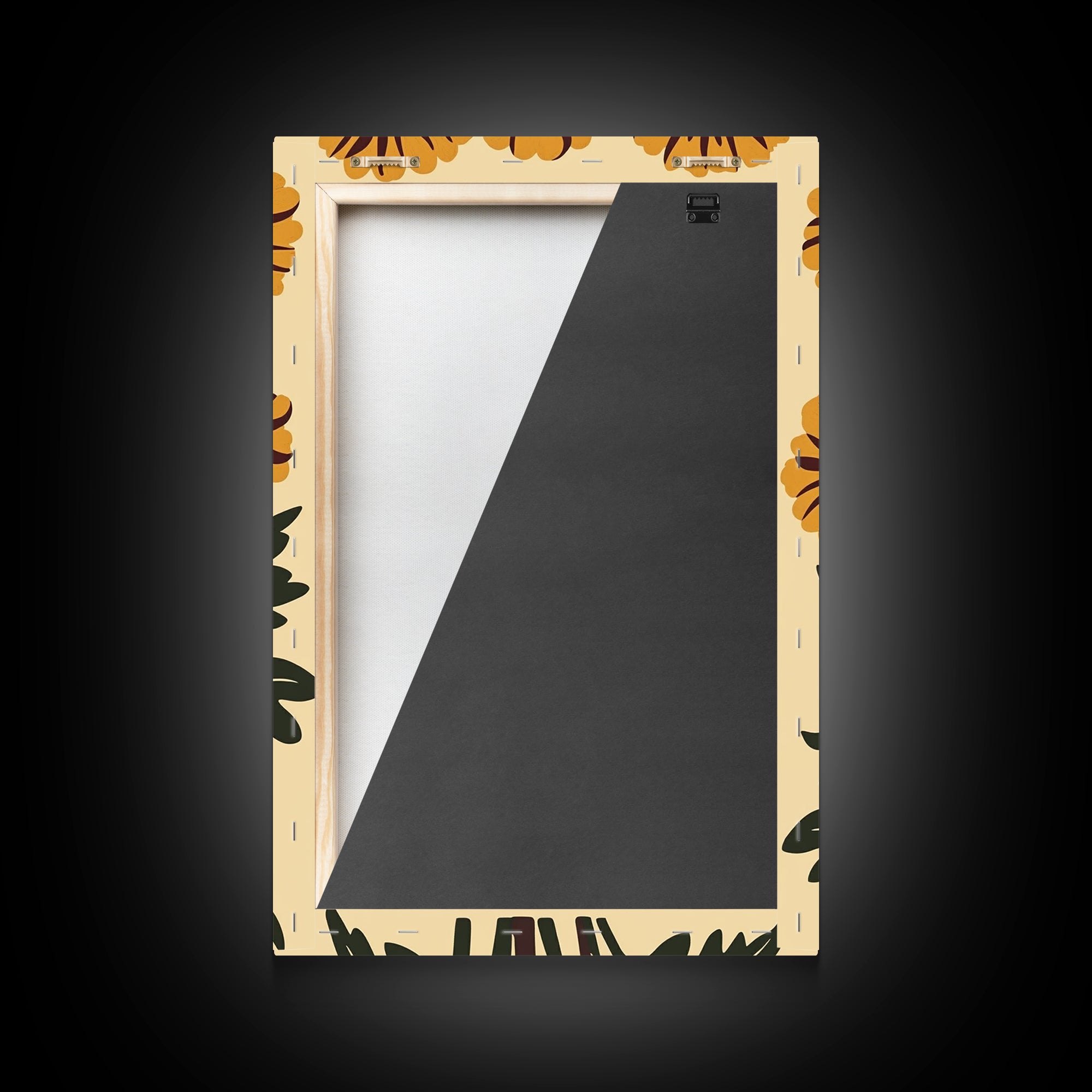 Cute Framed Canvas Wall Art Flower Print, Wild Flowers on Cream Background, Modern Home Decor, Boho Minimalist Wall Art