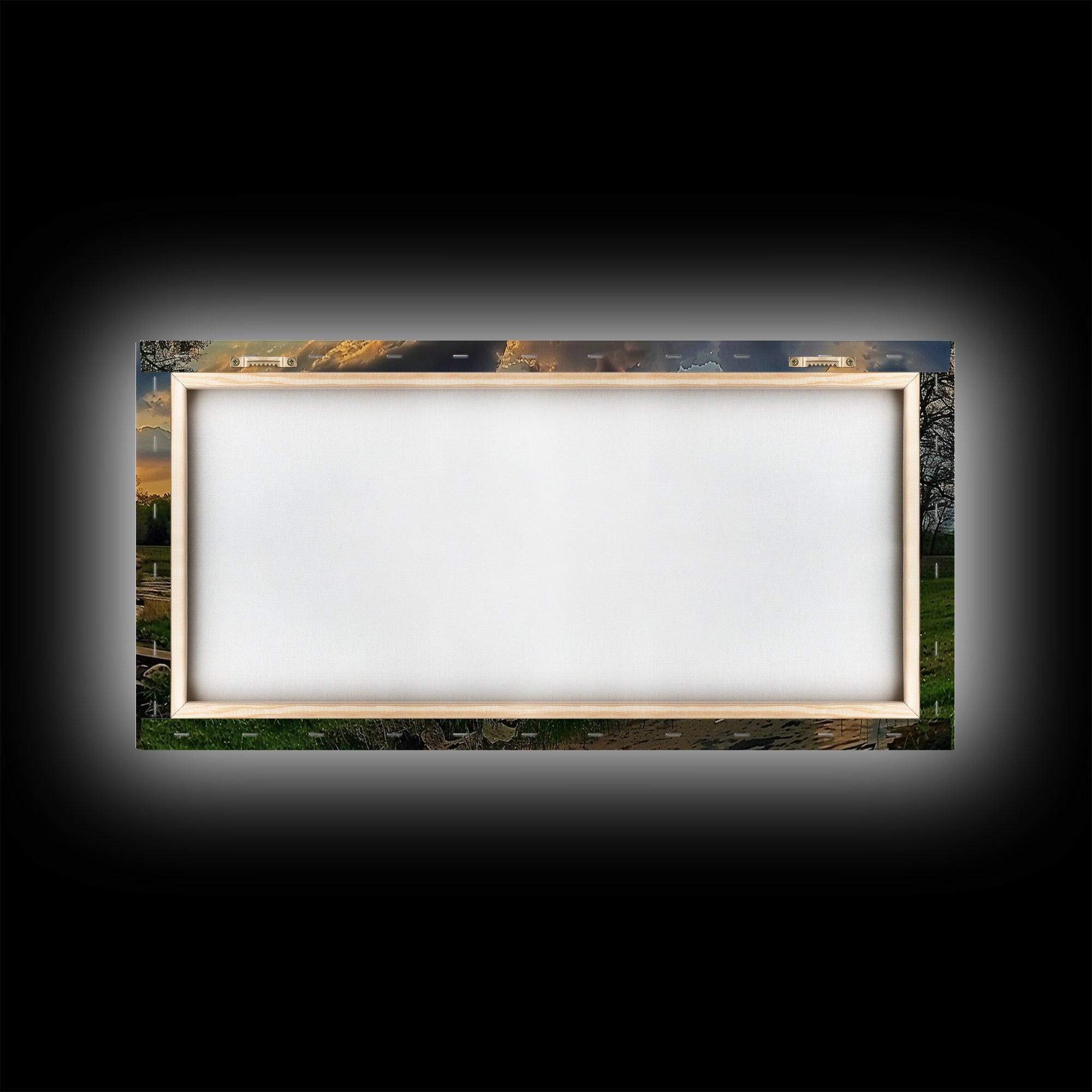 Abstract Landscape Wall Art Framed Canvas Print, East Texas At Sunset Photography Style Print, Original Wall Art, Panoramic Art