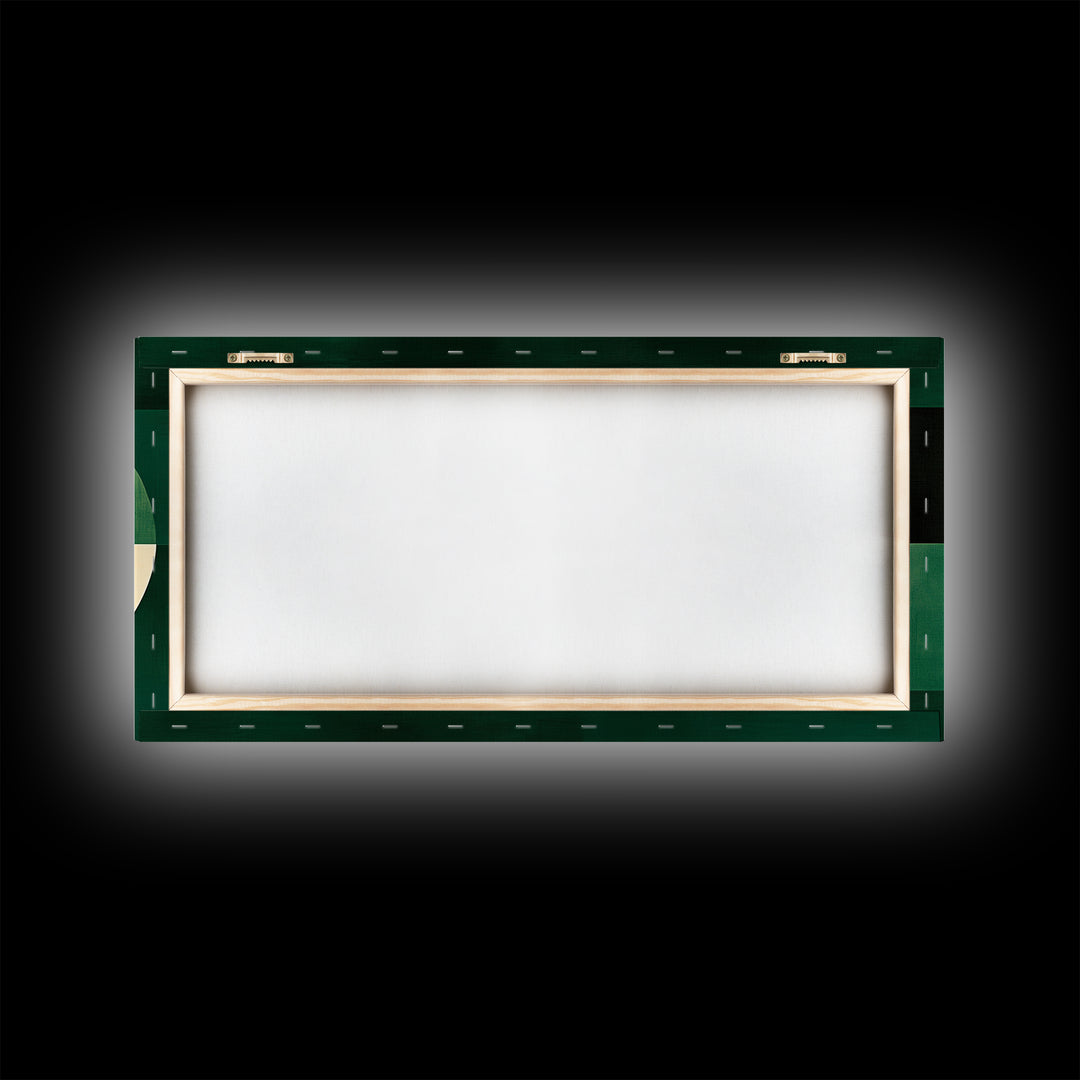 Abstract Wall Art Emerald Green Geometric Canvas Print, Large Framed Modern Art, Mid Century Abstract Home Decor, Minimalist Statement Piece