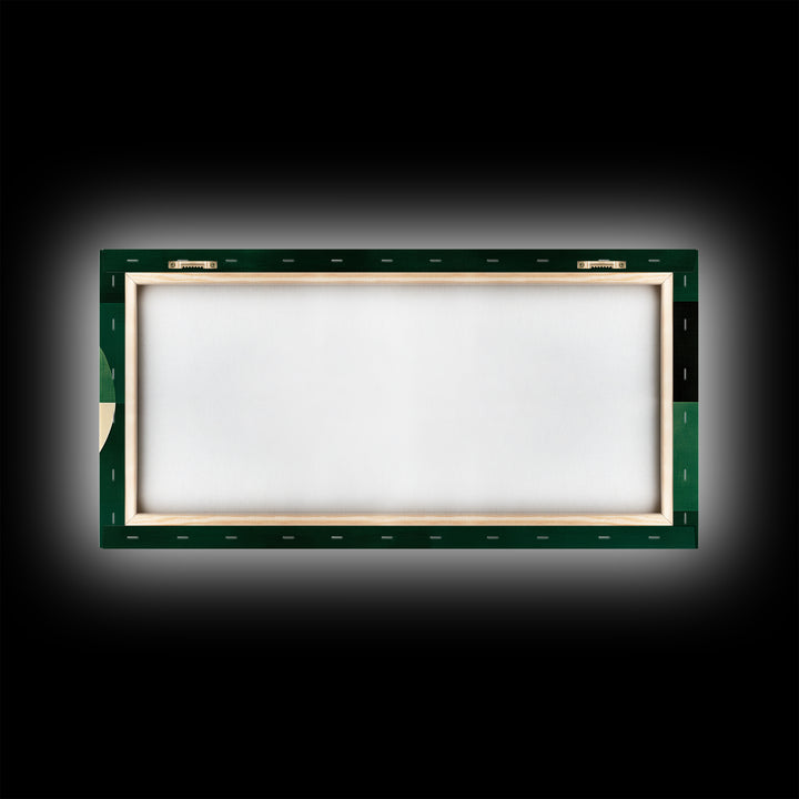 Abstract Wall Art Emerald Green Geometric Canvas Print, Large Framed Modern Art, Mid Century Abstract Home Decor, Minimalist Statement Piece