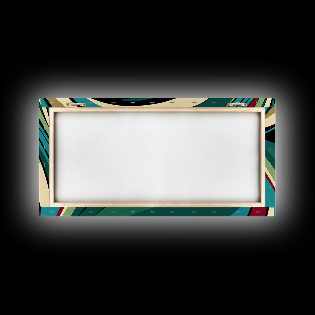 Abstract Painting of a Human Eye Framed Canvas Print, Retro Art Deco Style Art, Eclectic Decor, Kitsch Wall Art