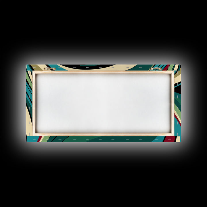 Abstract Painting of a Human Eye Framed Canvas Print, Retro Art Deco Style Art, Eclectic Decor, Kitsch Wall Art