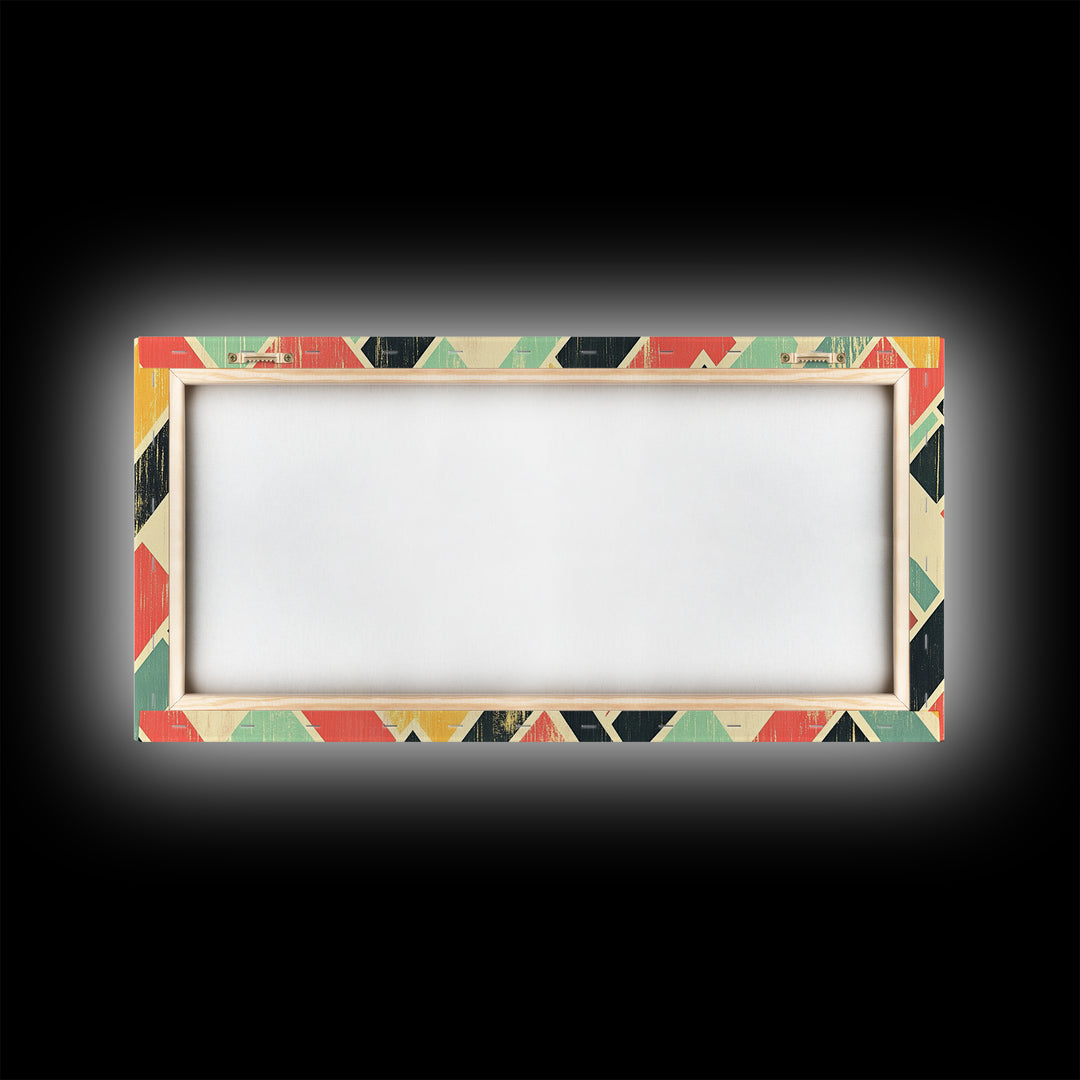 Abstract Mid Century Modern Chevrons, Framed Canvas Print, MCM Style Home Decor