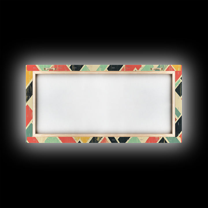 Abstract Mid Century Modern Chevrons, Framed Canvas Print, MCM Style Home Decor