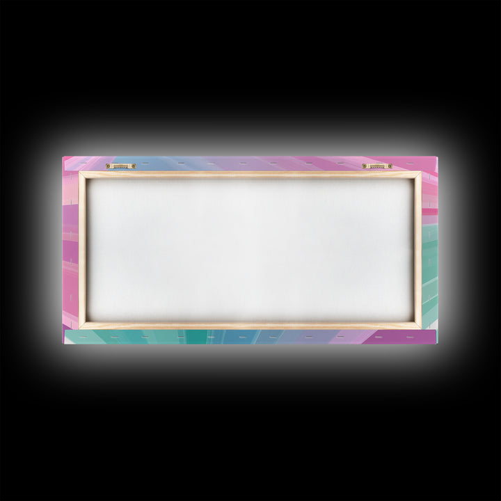 Pastel Highway Framed Canvas Print, Retro Wall Art, Mid-Century Modern Abstract Art