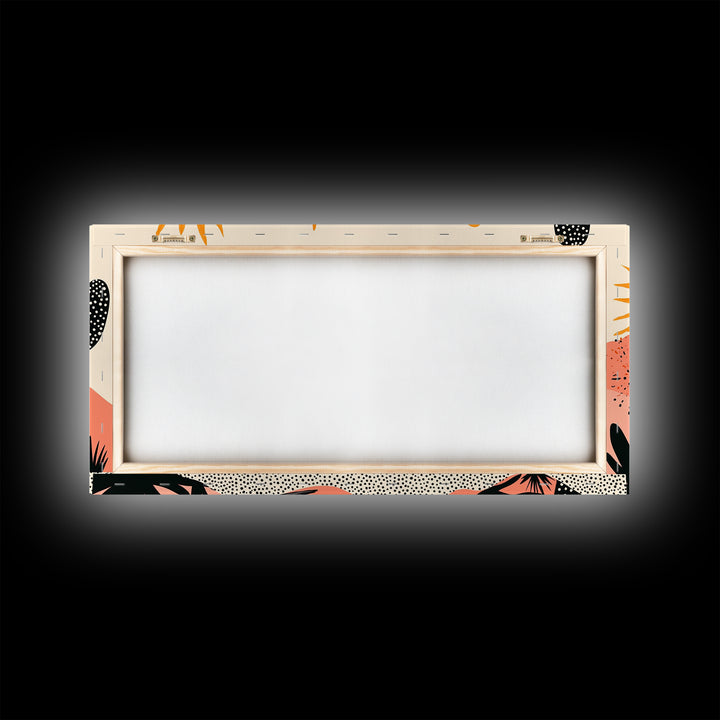 Abstract Southwest Style Wall Art Framed Canvas Print, Cactus and Desert Sunset