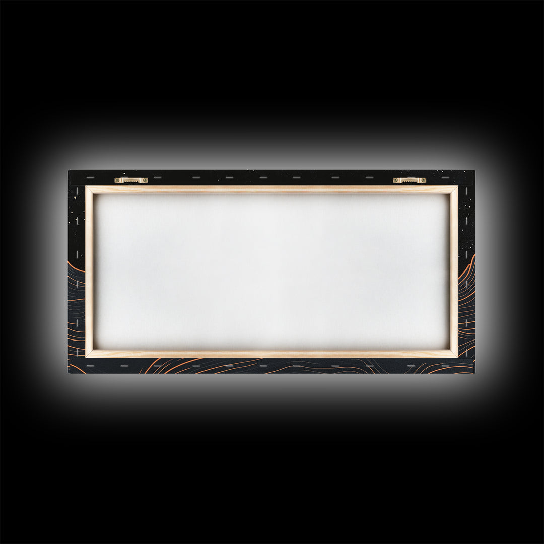 Blood Moon Over a Desert Landscape, Dark and Moody Decor, Framed Canvas Print, Pueblo Style Southwestern Art