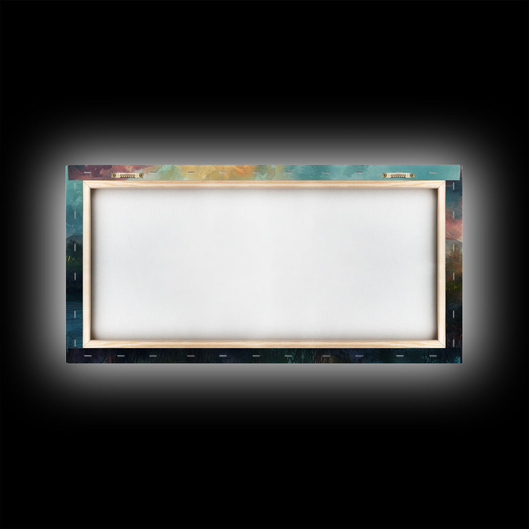 Christian Wall Art Landscape Painting Canvas Print, Beautiful Cross and Sunset, Christianity Home Decor