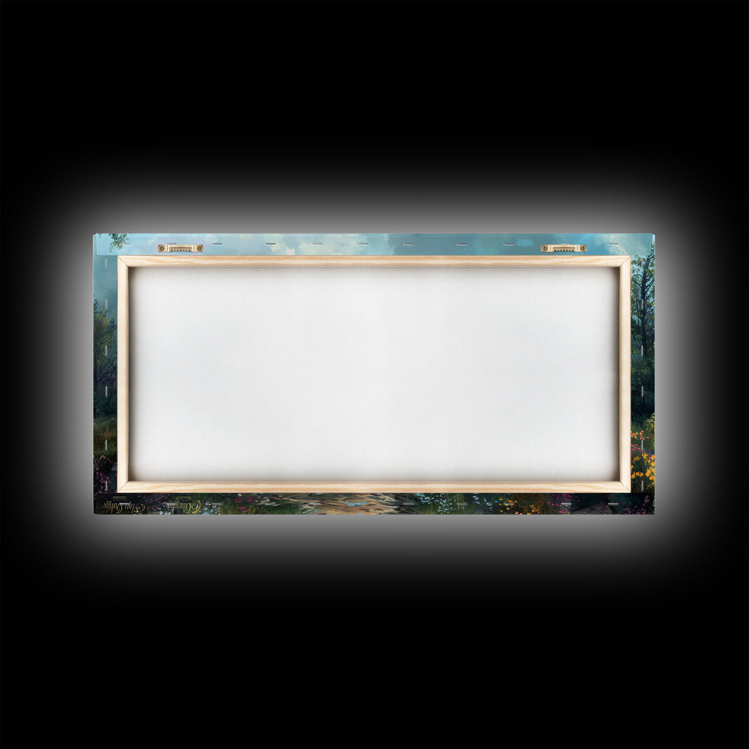 Cross In The Mountains Framed Canvas Print, Christian Faith Wall Art, Beautiful Landscape Painting