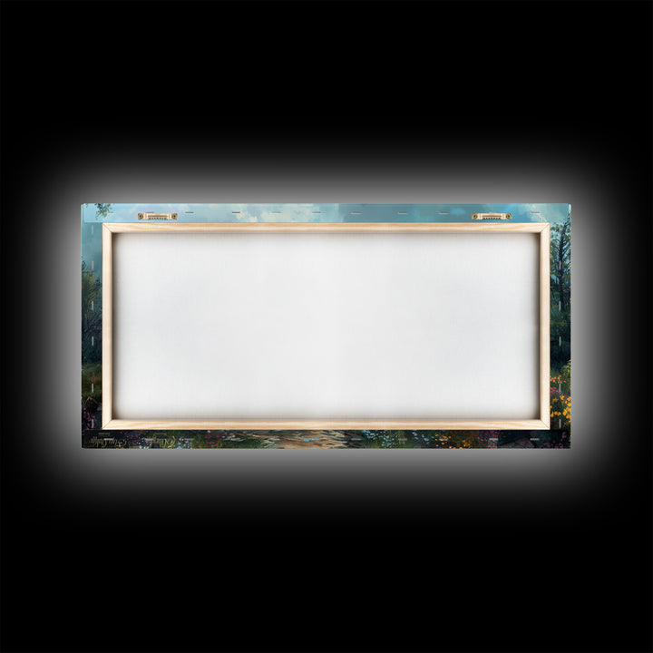 Cross In The Mountains Framed Canvas Print, Christian Faith Wall Art, Beautiful Landscape Painting