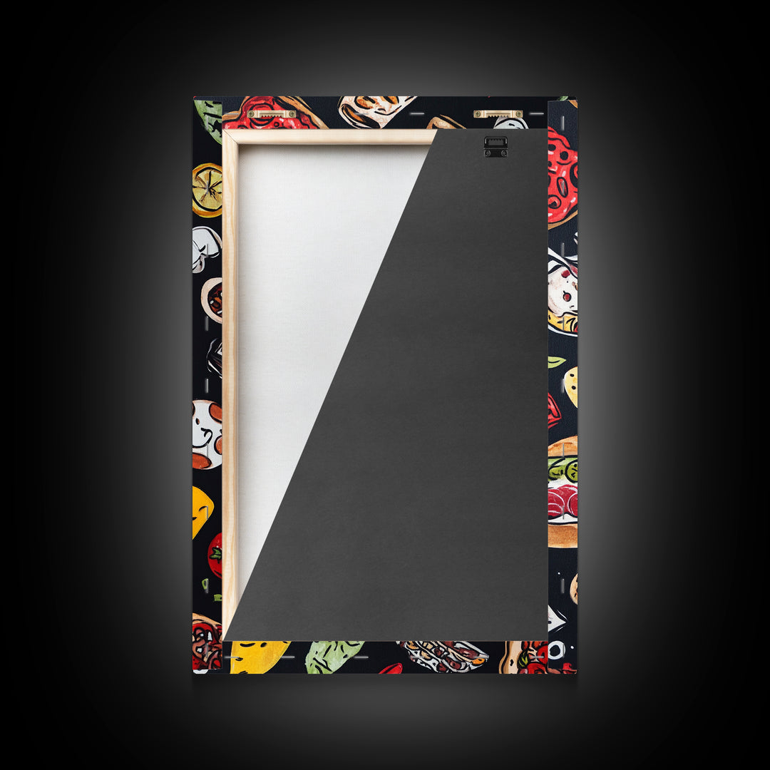 Cute Funky Kitchen Art, Kawaii Wall Art, Kawaii Decor, Restaurant Decor, Kitchen Painting, Dining Room Wall Art, Pizza, Hot Dogs Etc