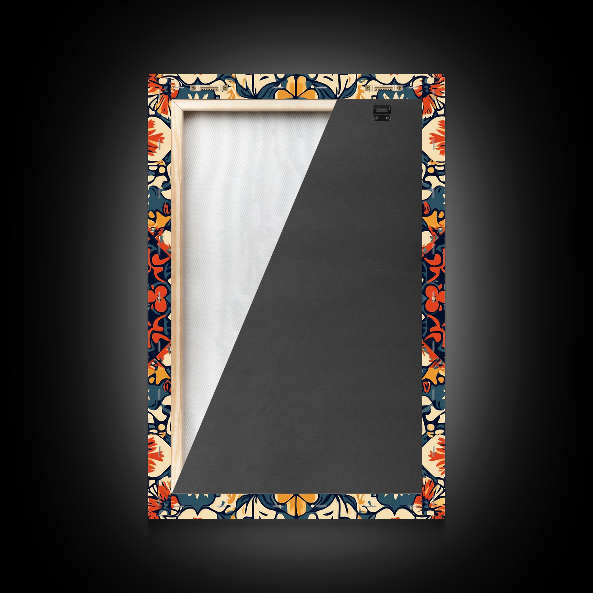 Floral Pattern Wall Art, Mexican Tile Pattern Framed Canvas Print, Chicano Art, Textile Inspired Wall Art, Southwestern Pueblo Style Art